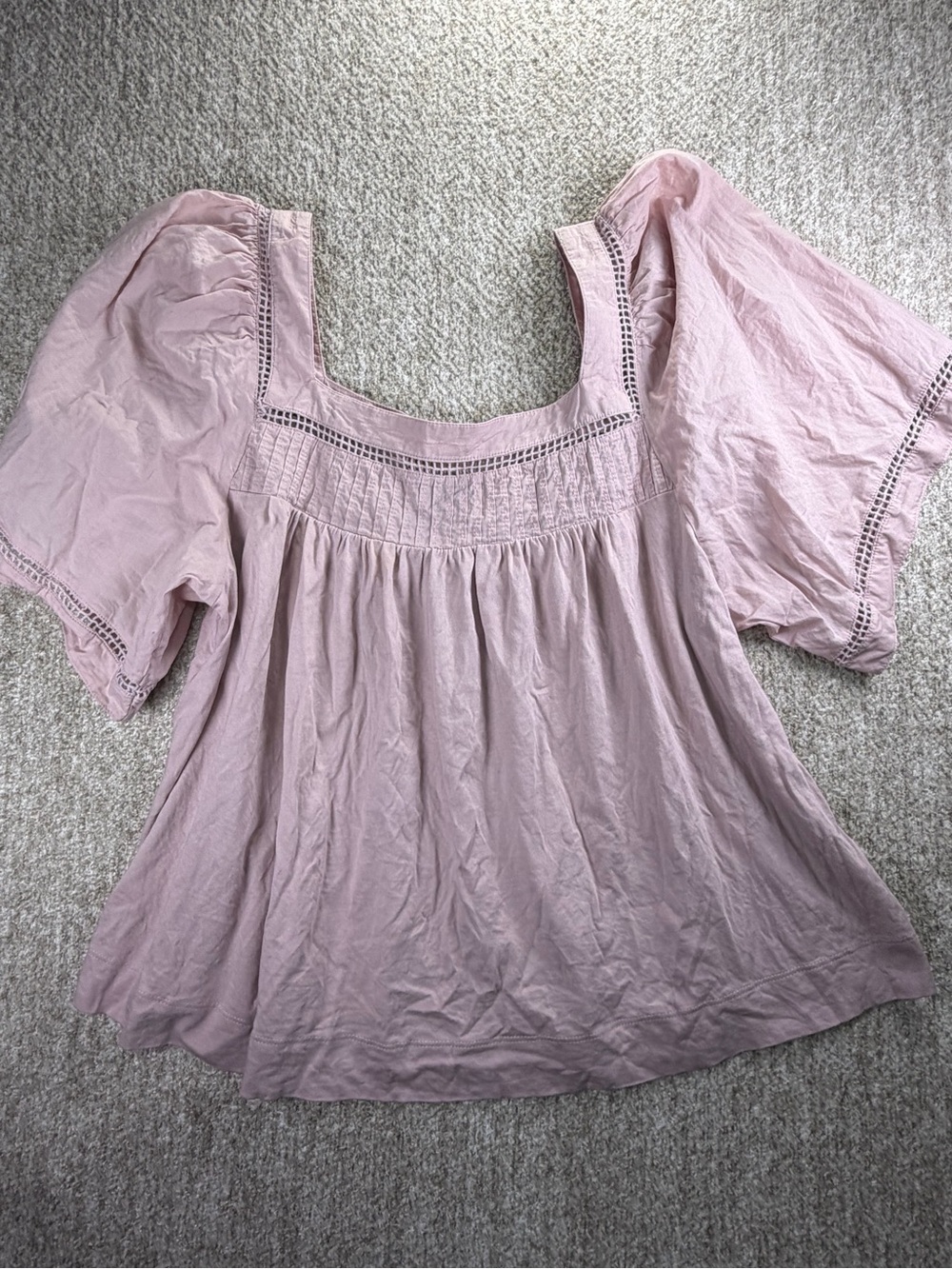 Banana Republic Light Pink Square Neck Peasant Top